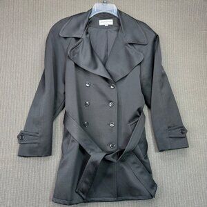 vintage Jonathan Michael Womens Size 6 Black Double-Breasted Trench Coat